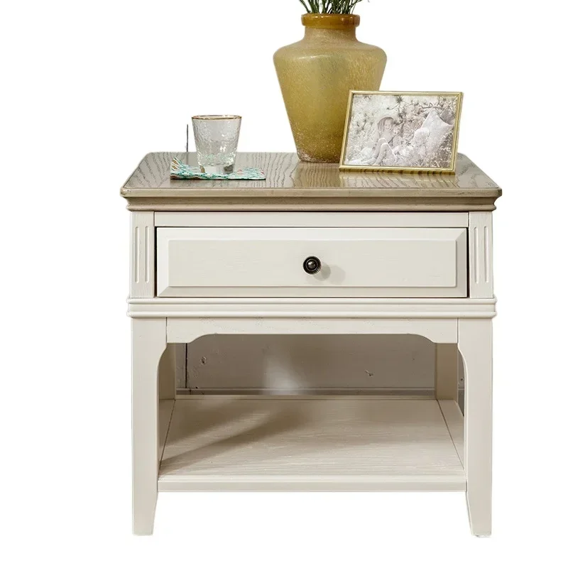 American white all-solid wood edge, sofa square, simple and beautiful cream style, living room furniture corner, sofa edge,