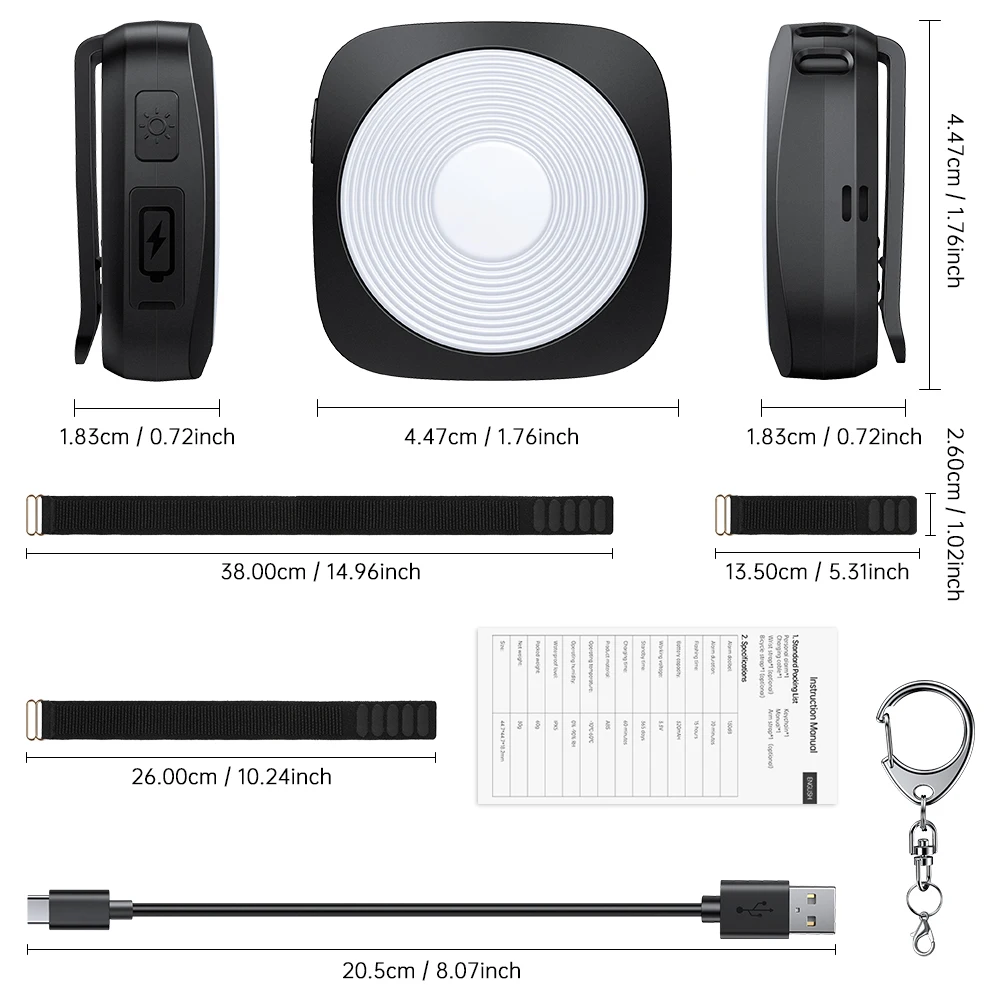 Elecpow 130dB Personal Defense Safety Alarm With Key Chain 4 Light Modes LED Emergency Light Type-C Charging Back Clip Design