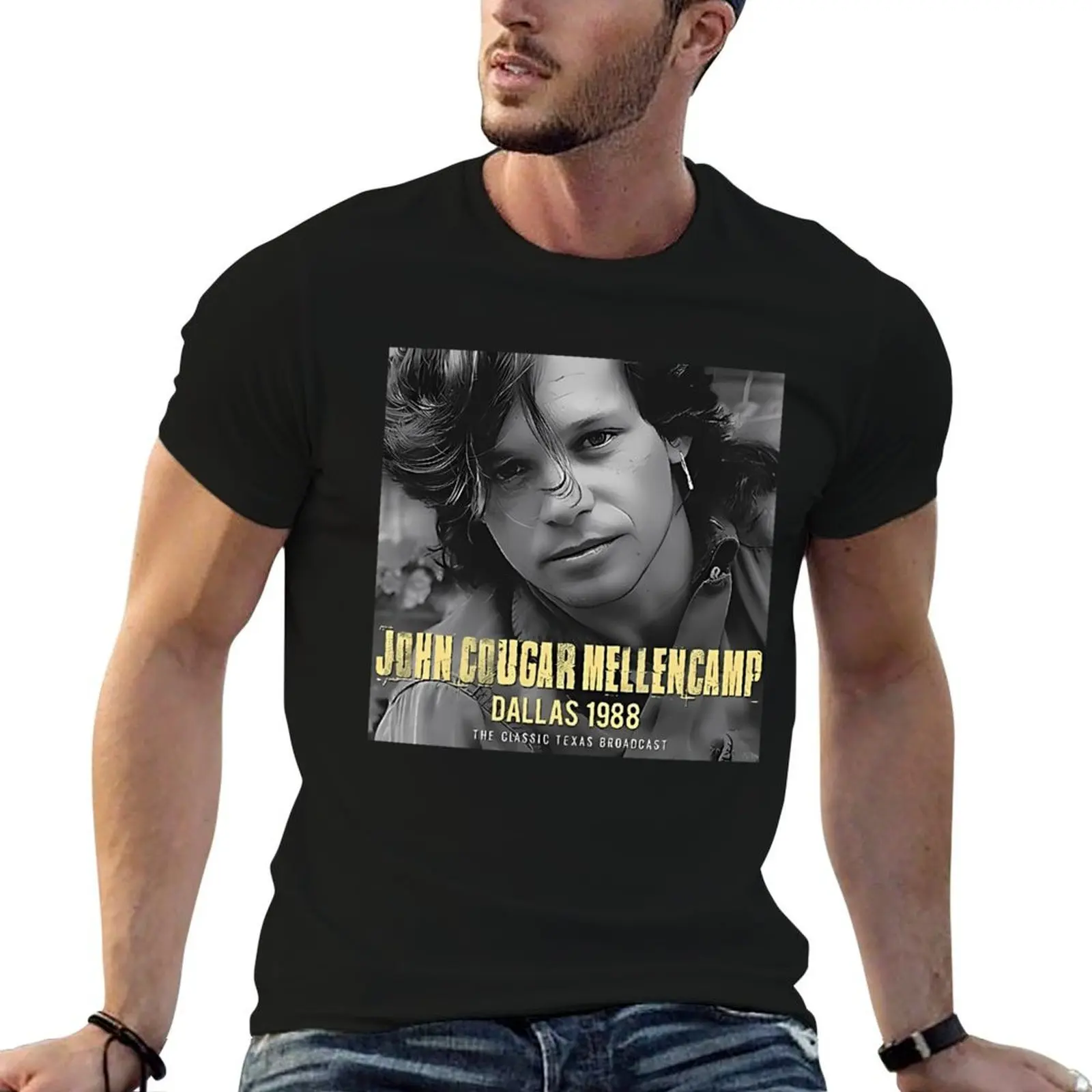 John Cougar Mellencamp - Dallas Texas Concert T-Shirt Blouse tops mens designer t shirt