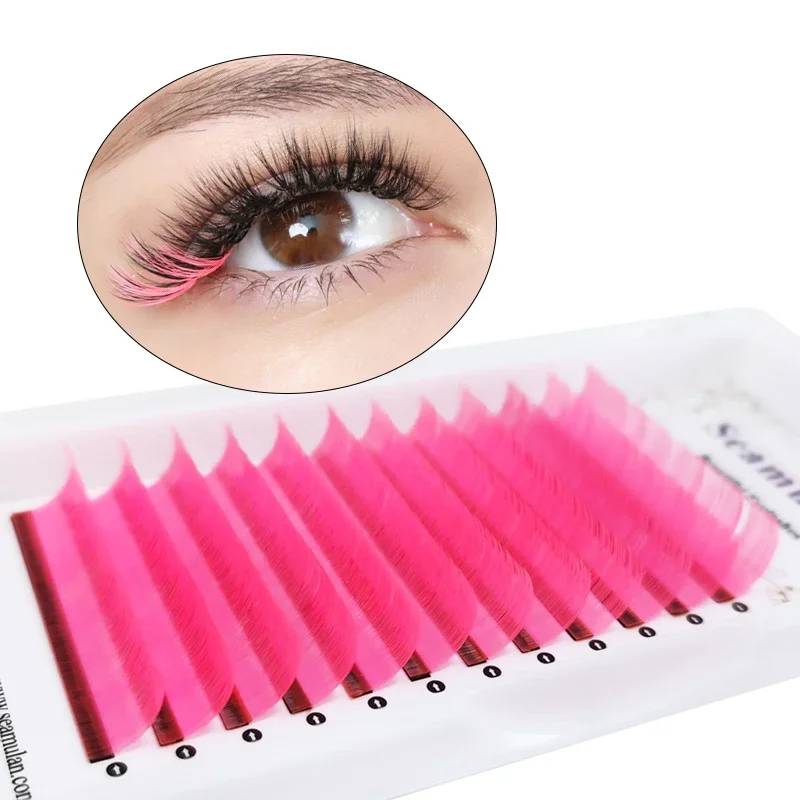 

Premium Colorful Individual Lashes Eyelash Extension Natural Synthetic Mink Lashes Makeup Maquiagem Cilios Fast Shipping