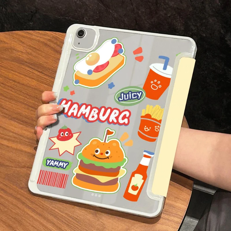 IPad Pro 11 2022 Smart Cover Case for Ipad Mini6 8.3 Ipad 2017 10.5 Inch 9.7 5th 6th Gen 10th Funda Burger Fries Protective Case