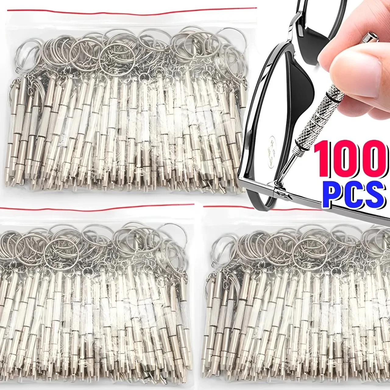 3 In 1 Eyeglass Screwdrivers Repair Kit with Keychain Watch Repair Glasses Screwdriver Recision Screw Driver Tools Accessories