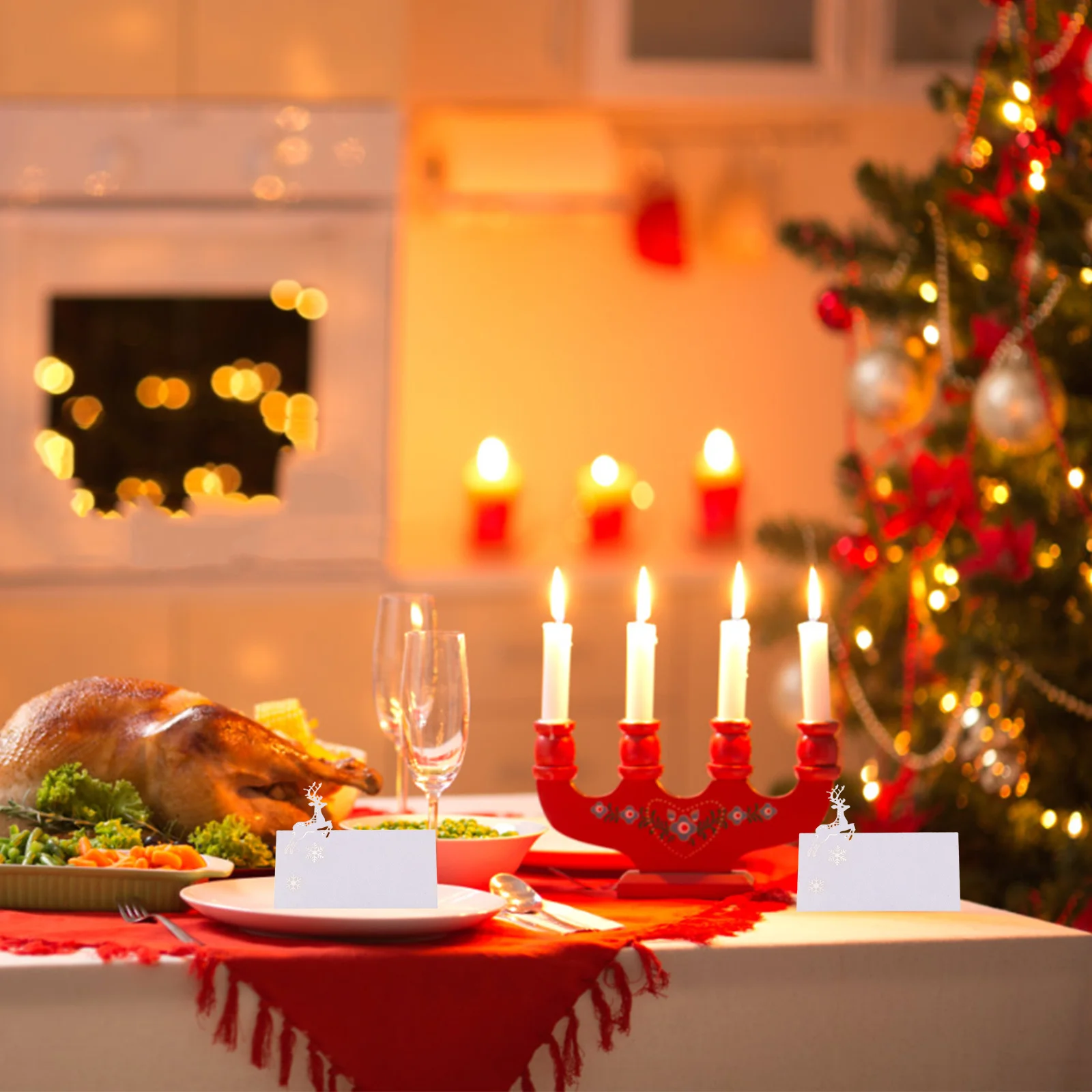 

50Pcs Christmas Party Tent Cards Hollow Reindeer Table Place Cards Dinner Wedding Reception Place Card Merry Christmas Card