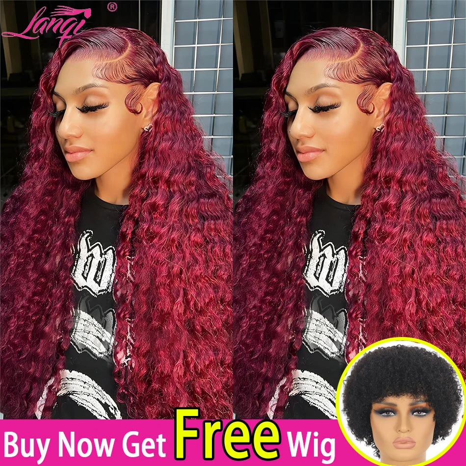 

Burgundy 13x4 Lace Front Wig Human Hair Red Deep Wave Curly Frontal Wigs Human Hair Lace Frontal Wig Transparent Remy Lace Wig