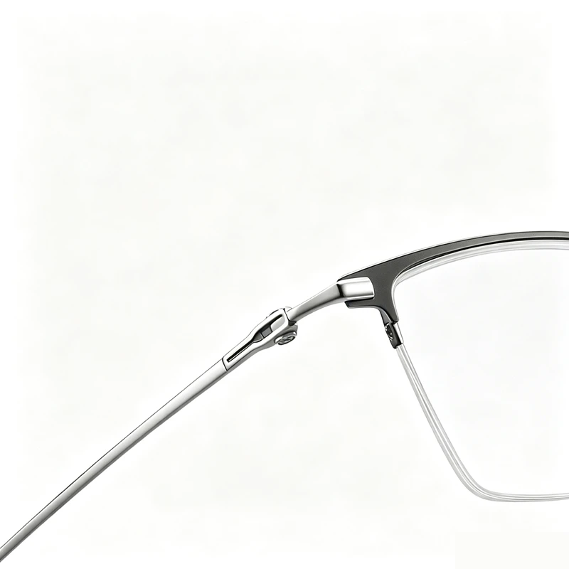 Prescription eyeglass frame men's pure titanium semi frameless square business eyeglass frame customized prescription glasses