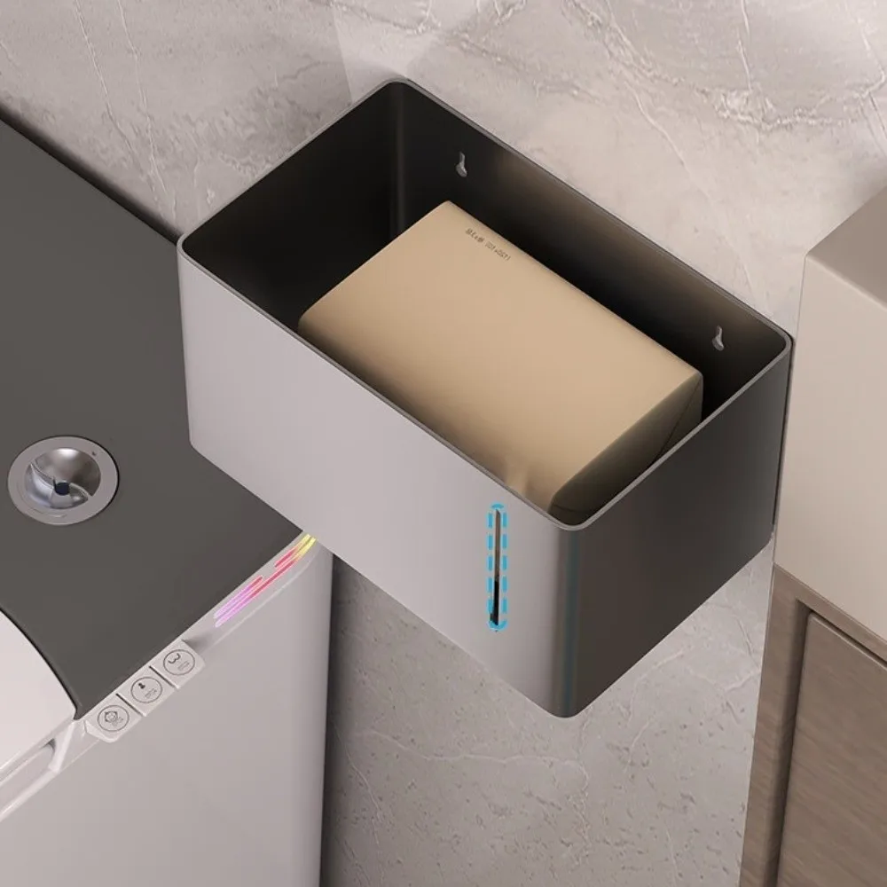 

Wall-Mounted Toilet Paper Holder Non Perforated Waterproof Roll Paper Box High Quality Metal Tissue Storage Case