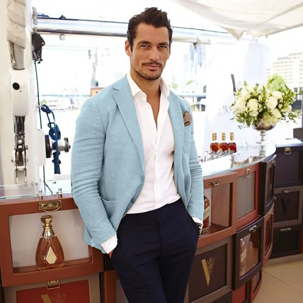 남성용 리넨 캐주얼 정장, 슬림 피트 패치 포켓 솔리드 턱시도 블레이저 Trajes Para Hombre Costumes Homme Custom Men Suits