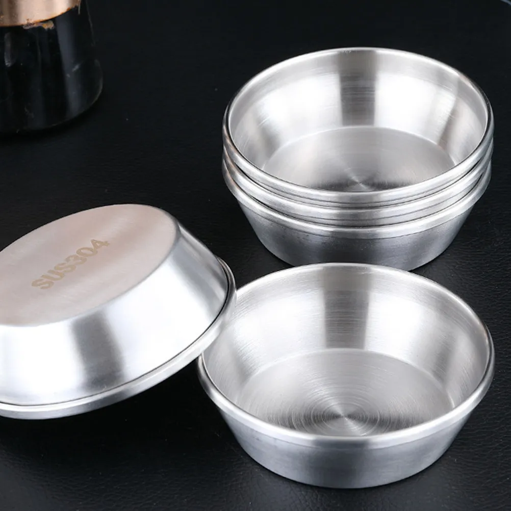 Juego de 2 Platos para Salsas de Acero Inoxidable de Primera Calidad, Resistentes al Calor, para Salsa de Soya, Mostaza, Aderezos Agridulces, para Restaurantes, Hoteles y Hogares