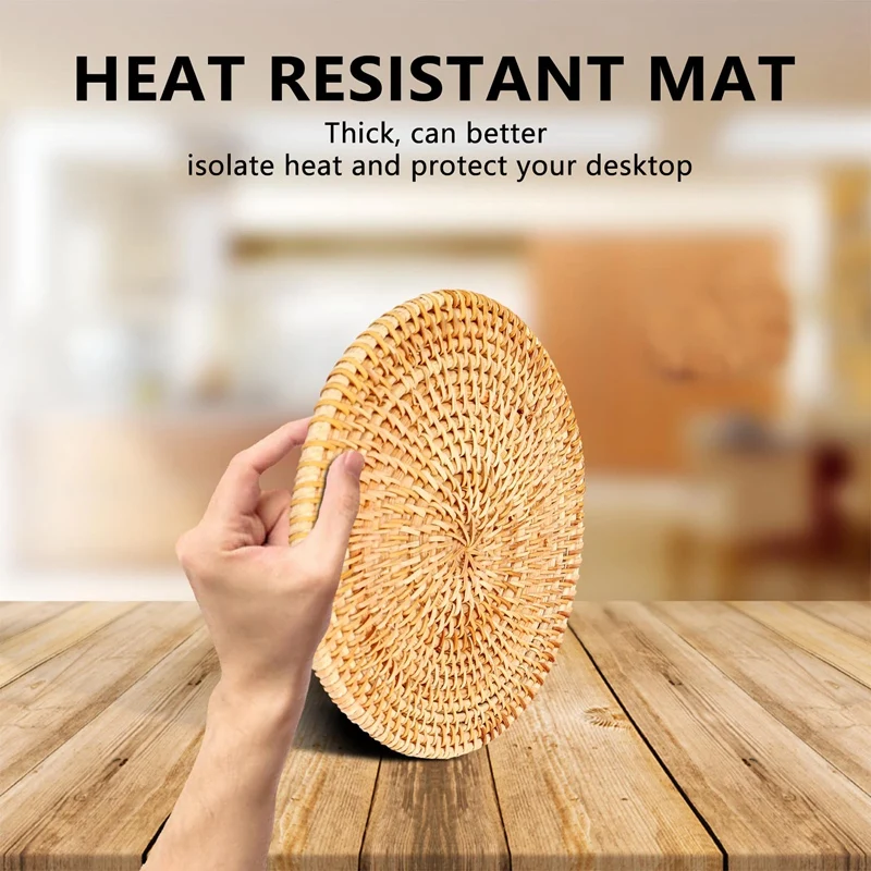 4 Pcs Rattan Trivets For Hot Dishes-Insulated Hot Pads,Durable Pot Holder For Table,Heat Resistant Mats For Kitchen