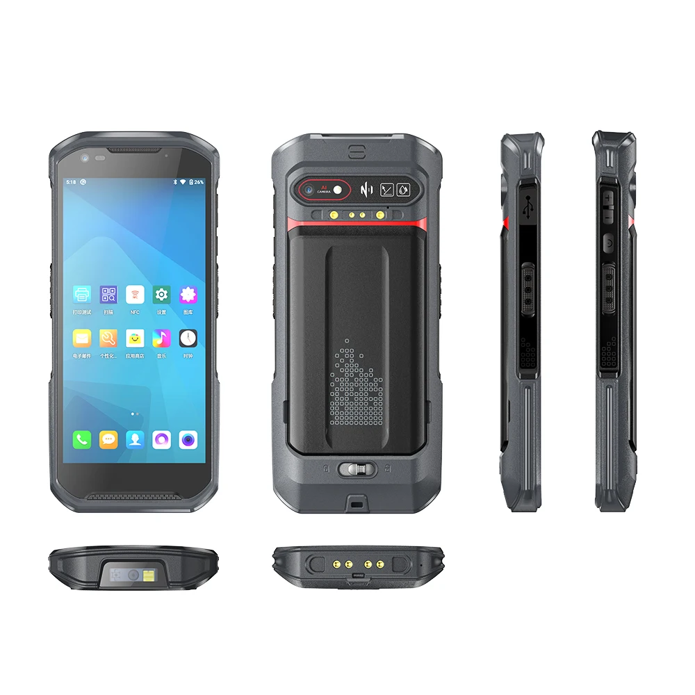 EFFON Android 13 IP66 5.5-inch HD Screen High-speed Octa-core Handheld Barcode Scanner Reader PDA with 5200mah Removable Battery