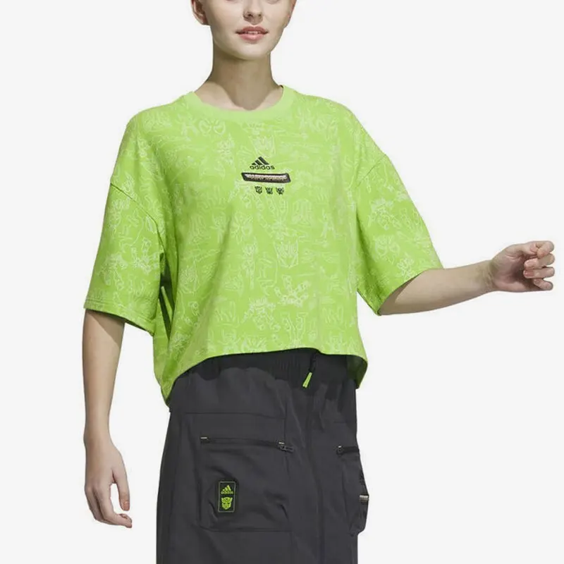 

Официальная новая женская спортивная тренировочная повседневная футболка Adidas с короткими рукавами и круглым вырезом IK3476