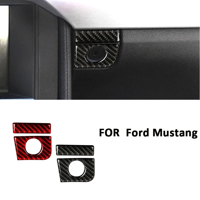 2Pcs Co Pilot Glove Box Carbon Fiber Pattern Decals Storage Box Panel Cover Sticker for Ford Mustang 2015-2020 Car Interior Trim