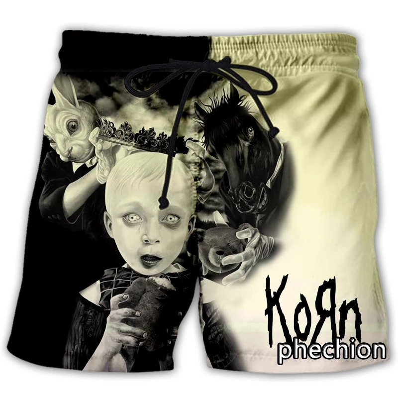 phechion New Fashion Men/Women Korn Band 3D Print Casual Shorts Novelty Streetwear Men Loose Sporting Shorts L163