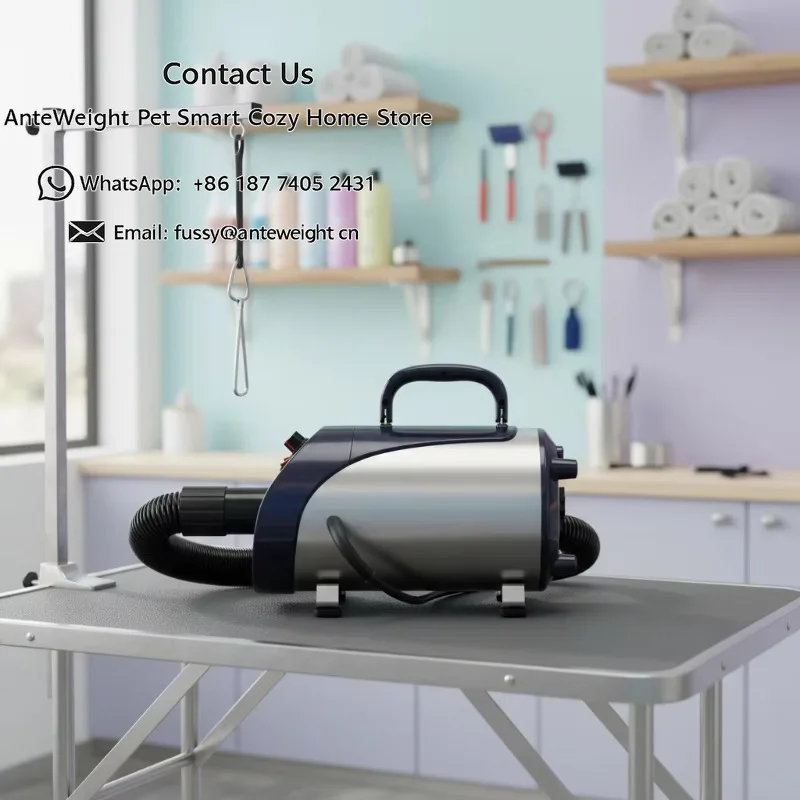 

Dog Hair Dryer with Powerful Motors Portable Stepless Variable Speed and Temperature Pet Dryer