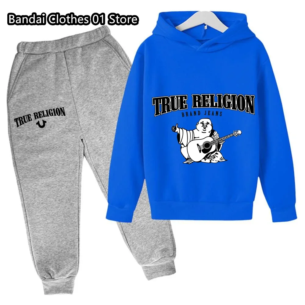 True Religion Printed Autumn Pure Cotton Clothing Set Toddler Girl Clothes for Children From 1 to 12 Years Suit for Girls Casual