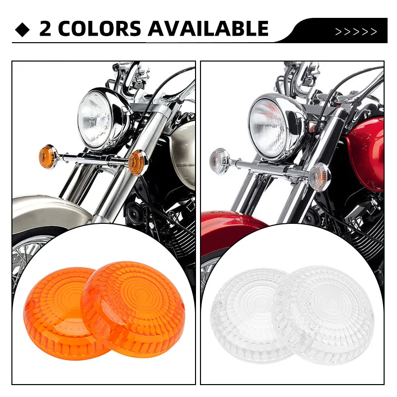 Motorcycle 2 Pcs Clear Yellow Turn Signal Light Indicator Lens Cover For Yamaha V-Star 250 650 1100 Road Star V-Max Virago 750