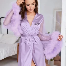 Personalized Bridesmaids Bride Robe Wedding Bachelorette for Bridal Team Gifts Shower Dressing Gown with Name Party Satin Robes