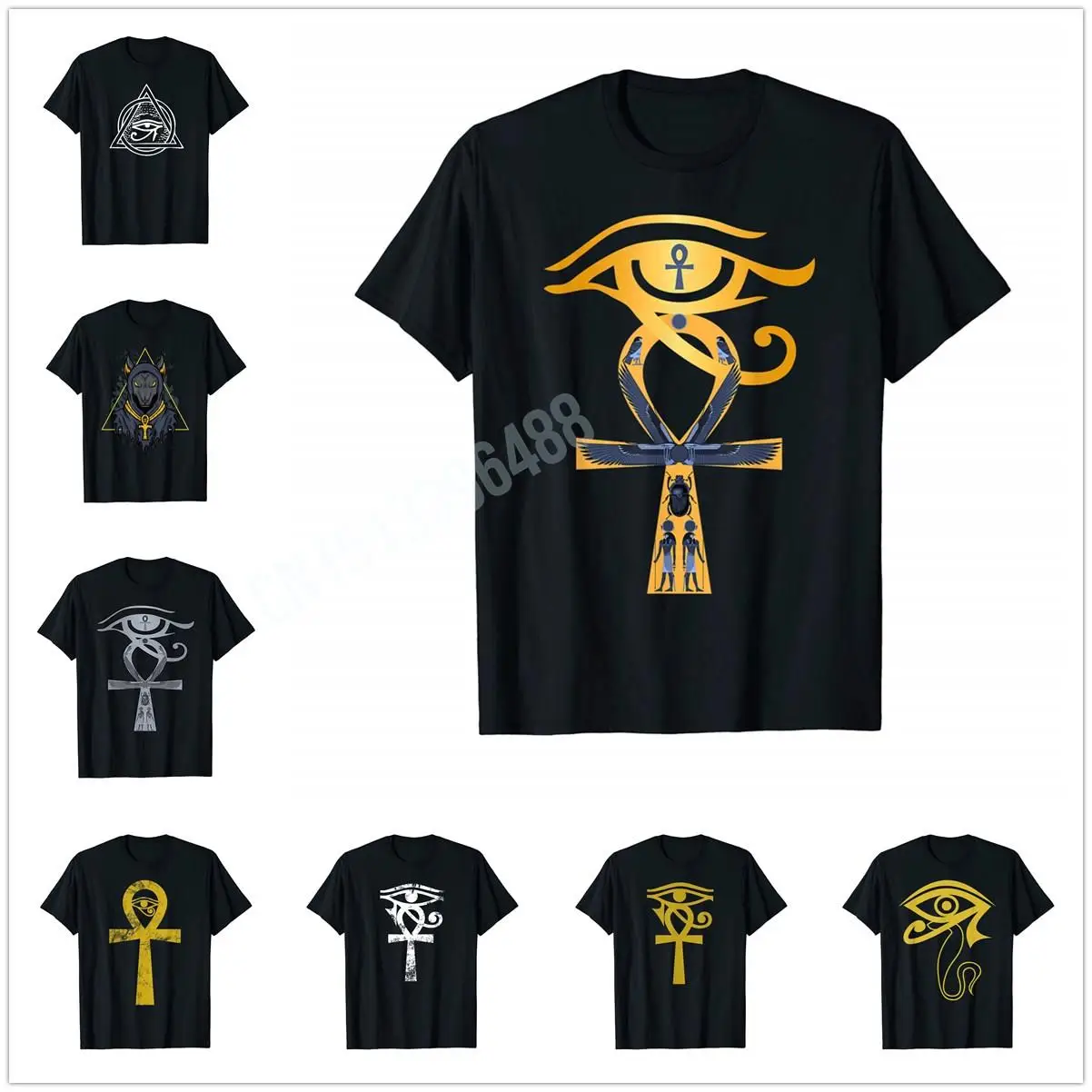 

More Design Ancient Egypt God Eye of Horus Ankh Egyptian Symbol T-Shirt For Men Women T Shirt Tops Cotton Tees