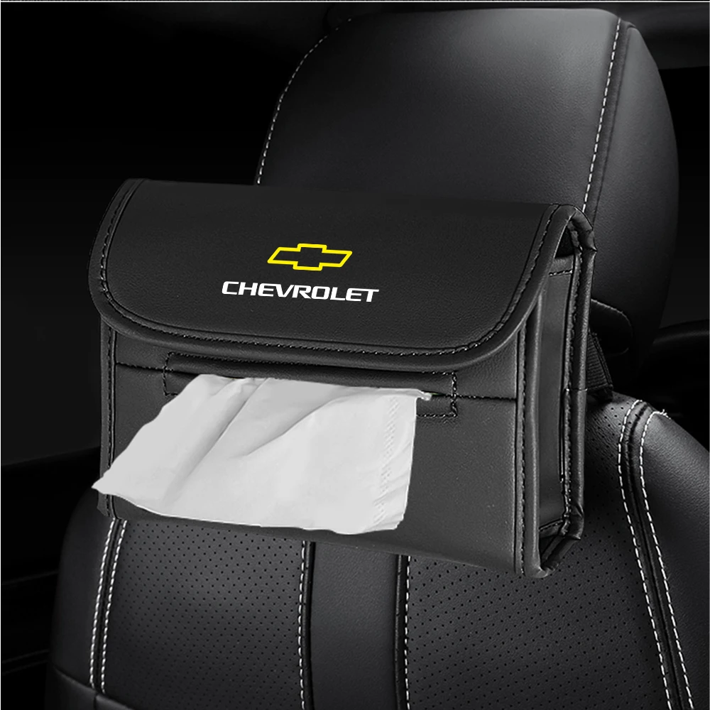 New Leather Car Tissue Box Napkin Papers Storage Bag for Chevrolet Cruze Lacetti Sonic Spark Sail Aveo T250 Cobalt Captiva Trax