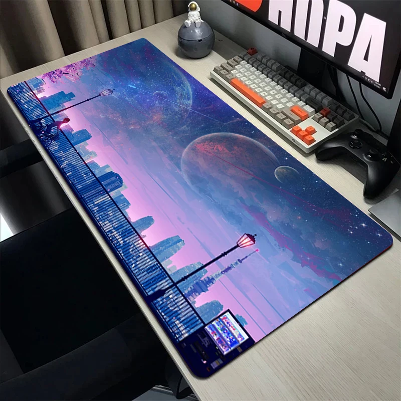 

Neon City Art Oversized Large Extended Mousepad Keyboard Desk Mat 900mmX400mm Gamer Gaming Mouse Pad Rubber Overlock Mouse pad