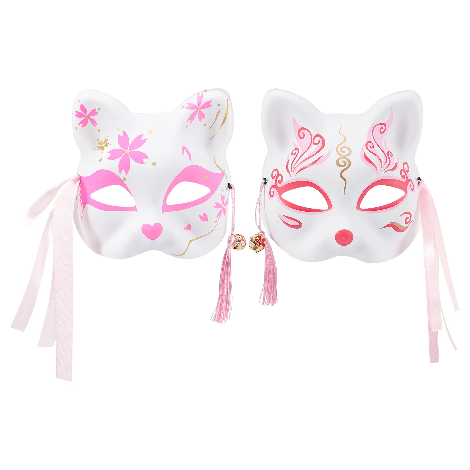 2 Pcs Cat Mask for Ball Party Cosplay Japanese Anime Fox 1900X1700X200CM Costume Half Face Style Kimono