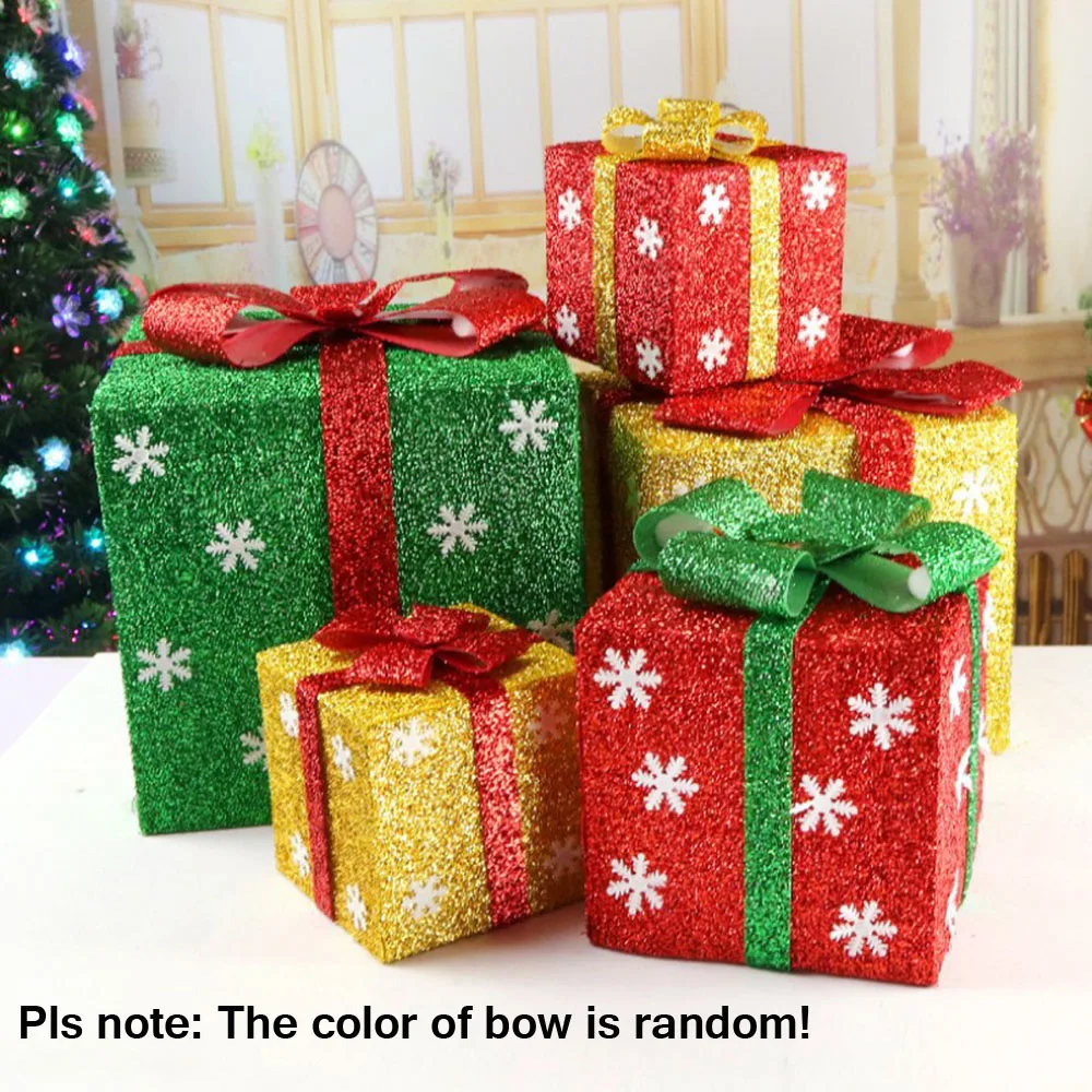 3/1Pcs Christmas Gift Box Bags With Bow 15/20/25cm PVC Gift Box for Packing bag for Lights New Year Christmas Party Decorations