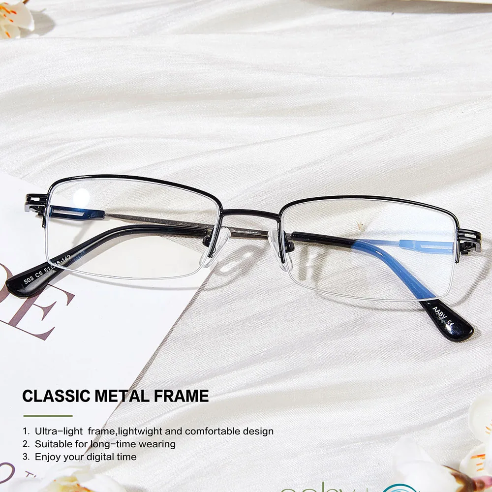 AABV Anti Blue Light Computer Glasses Metal Rectangle Fake Transparent Optical lenses for Women Men Clear Eyeglasses 503