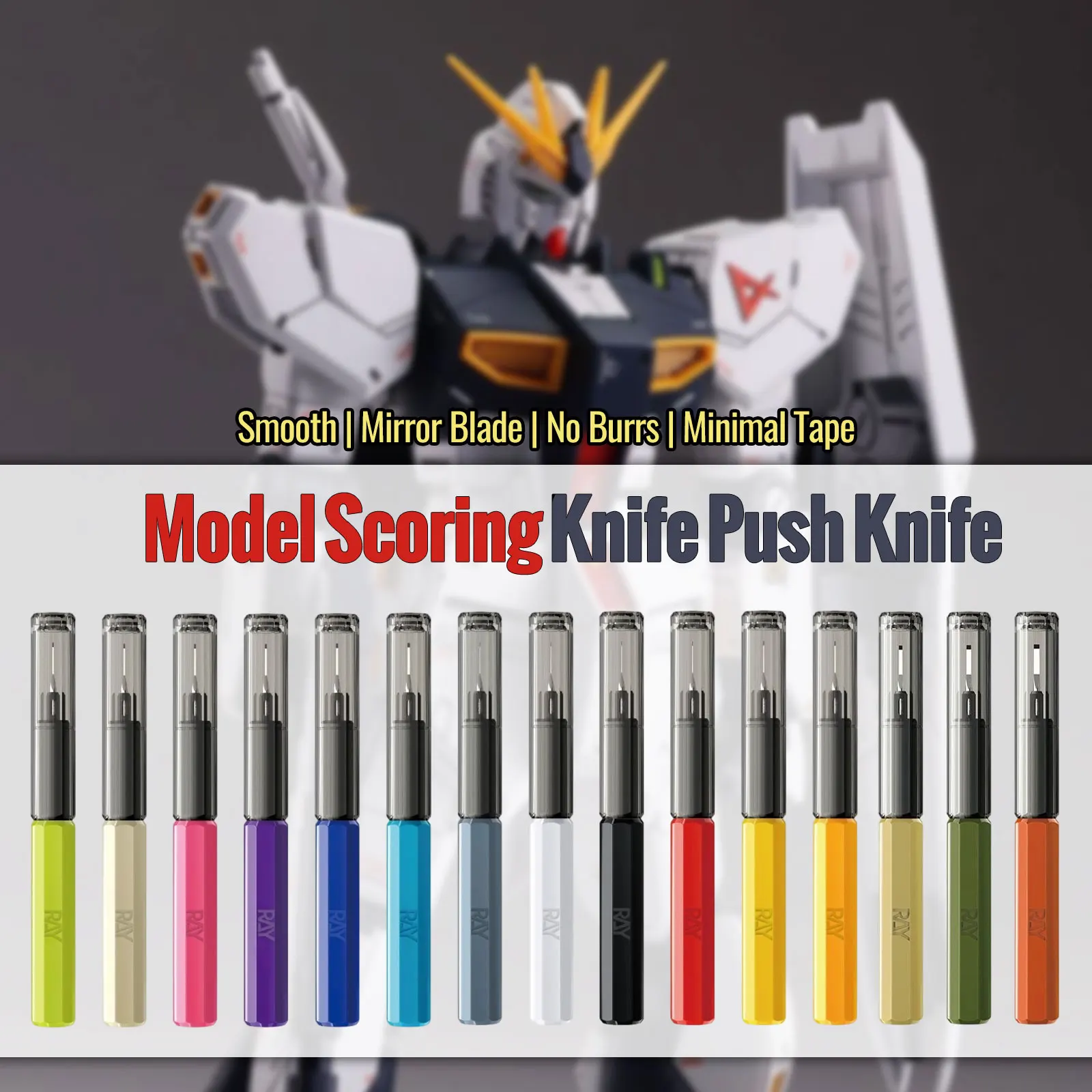 RAYSTUDIO 0.075mm-2.5mm Tungsten Steel Model Push Knife Scoring Chisel for Gunpla GK Resin Military Plastic Model Hobby Tools