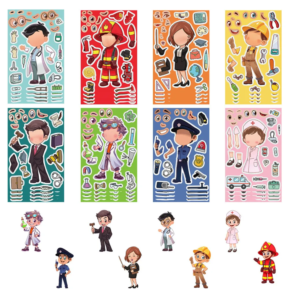 8 Styles Original Professional Doctor, Nurse & Firefighter Scrapbooking Stickers - Hands-On DIY Decor Giajar Sticker Store