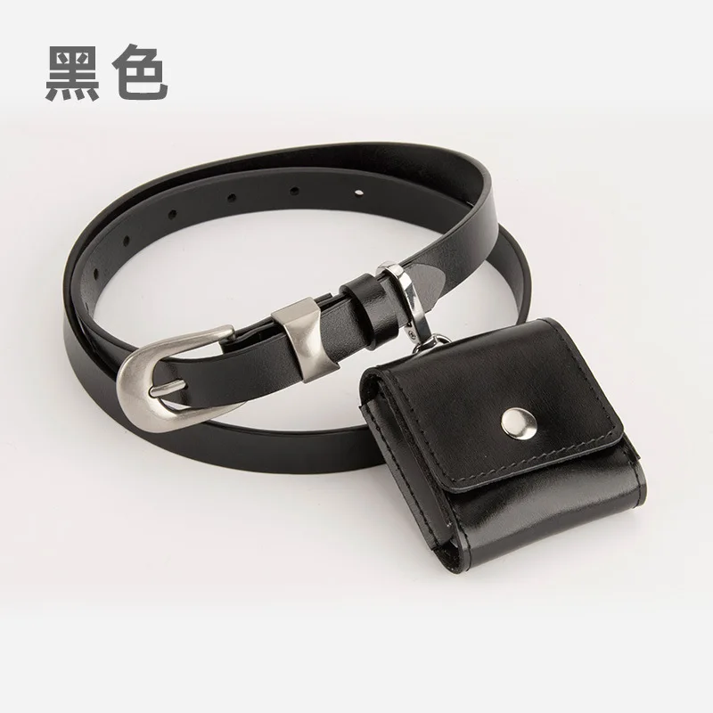 Novo design integrado de bolsa de cinto feminina de couro genuíno, mini bolsa de cintura com cinto para mulheres