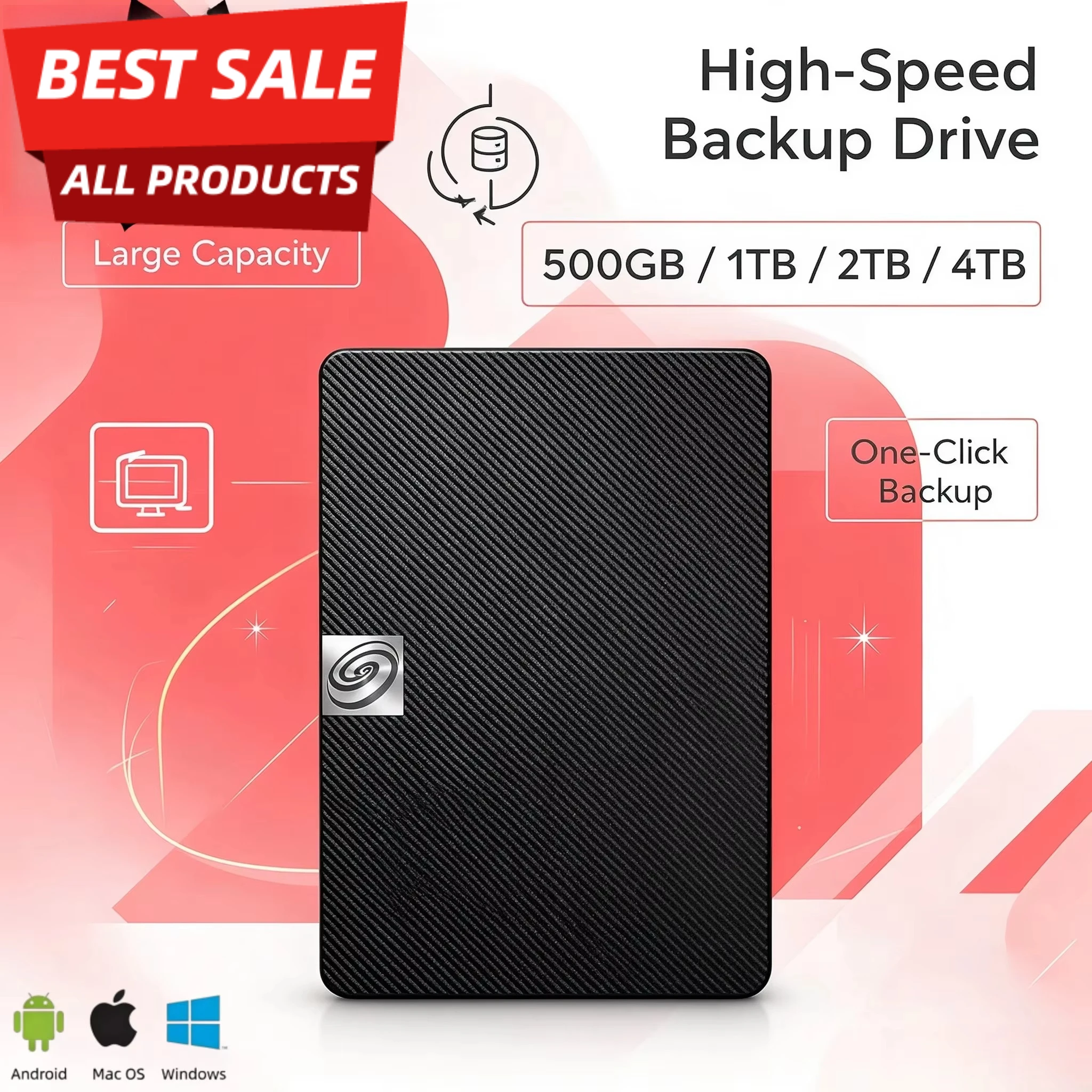 Windows PC Mac 2.5 Inch Expansion Portable External Hard Disk 2TB 4TB 1TB 500GB USB30 Storage Data File Backup Save Top