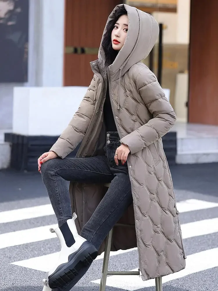 Vielleicht 2024 New Parkas Women Winter Jacket Snow Wear Long Coat Hooded Warm Parka Female Hooded Cotton Padded Jackets Outwear