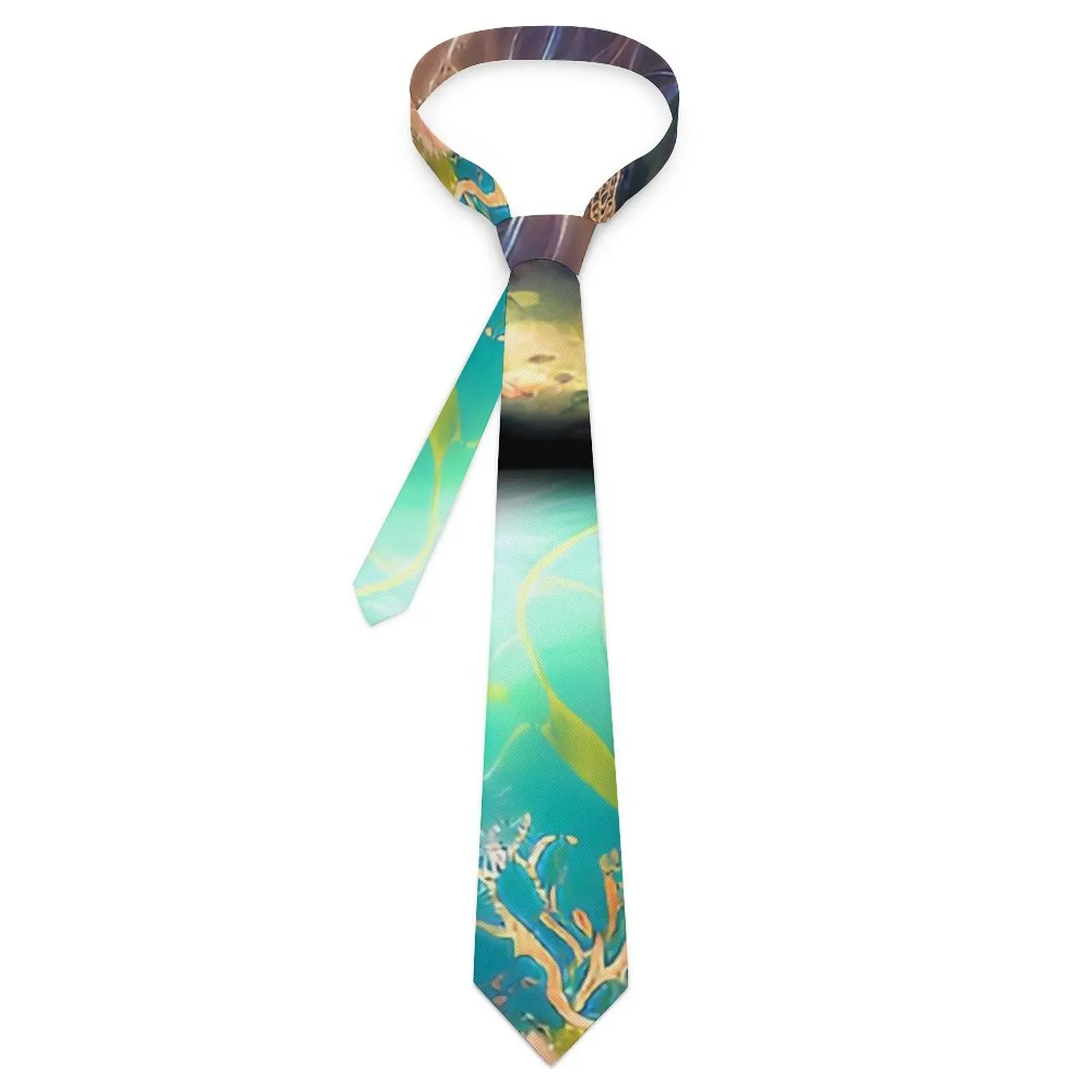 Tropical Marine Tie Under The Sea Print Design Neck Ties Novelty Casual Collar Tie For Men Cosplay Party Necktie Accessories