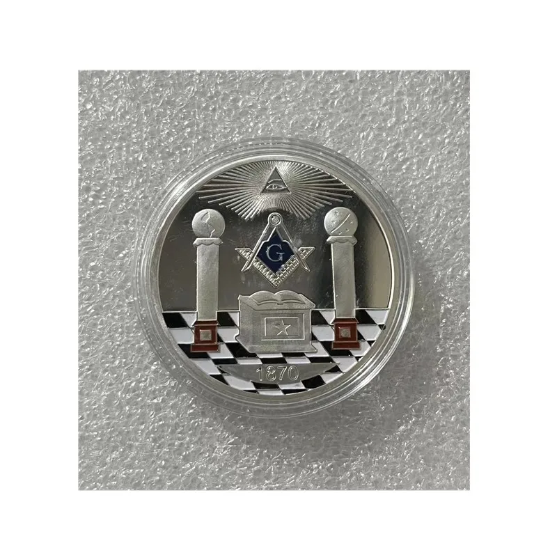 Gift Top quality new Silver Coin European Masonic Freemasonry Brotherhood Round Double Commemorative Coins.cx