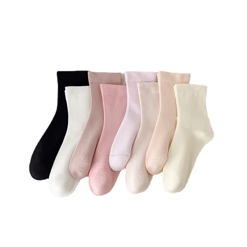 Spring and Autumn New Socks for Women Japan Postpartum Short Socks Pink Girls Casual Cotton Socks Solid Color Women's Socks