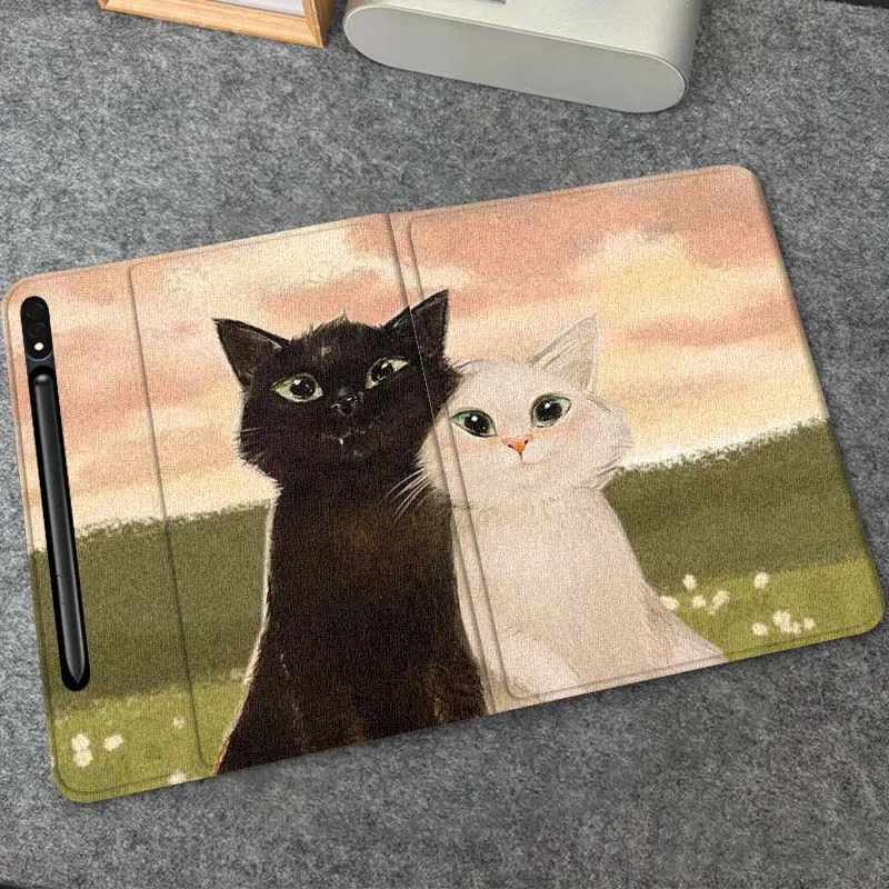 

Cute Cat Popular Cartoon Art Gift For Samsung Galaxy Tab S10 S9 S8 S7 FE Lite Soft Flexible Support Tablet Case