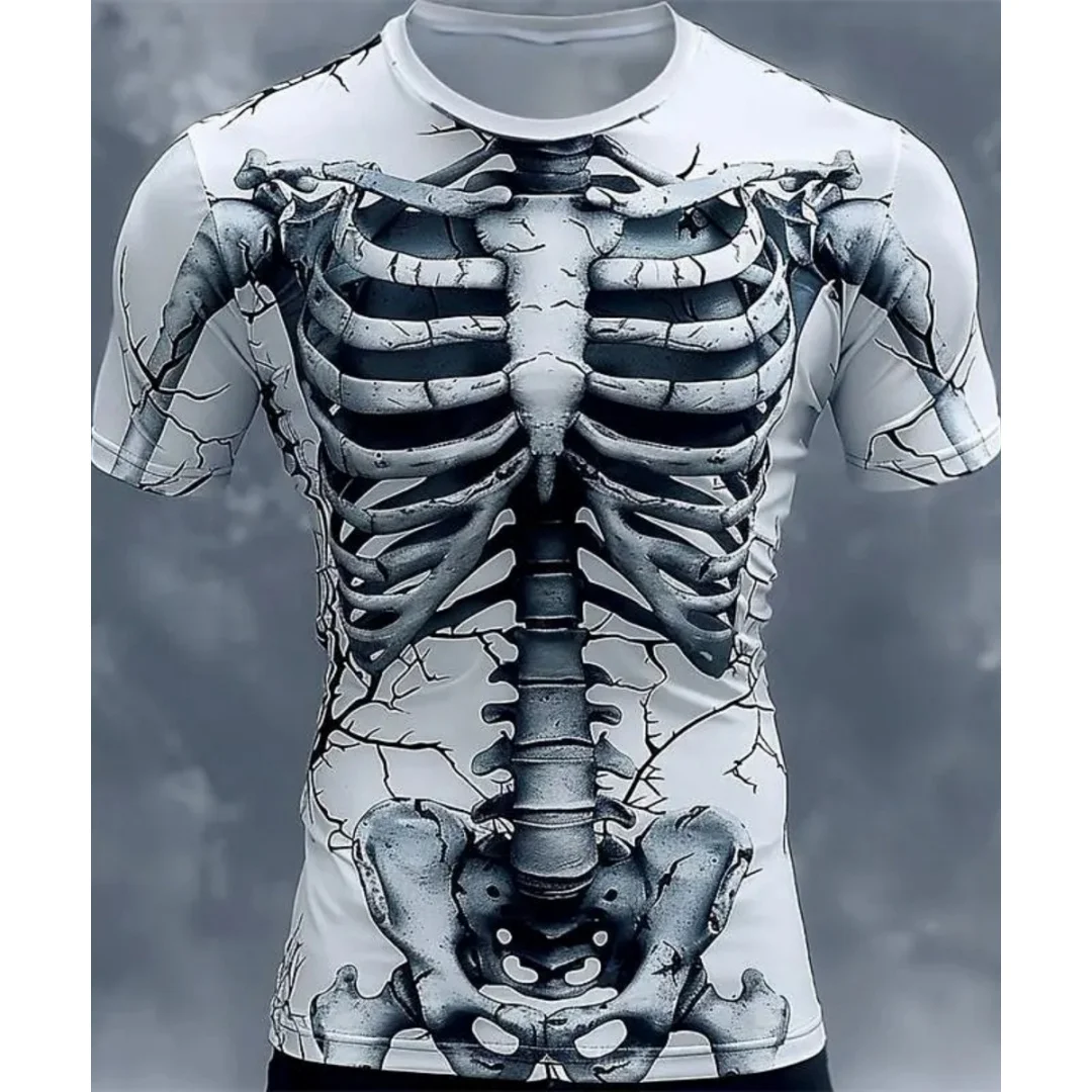 Футболка с рисунком человеческого черепа на Хэллоуин, летняя спортивная футболка с 3D принтом, быстросохнущая мужская футболка, детская одежда, футболка Y2k Woman