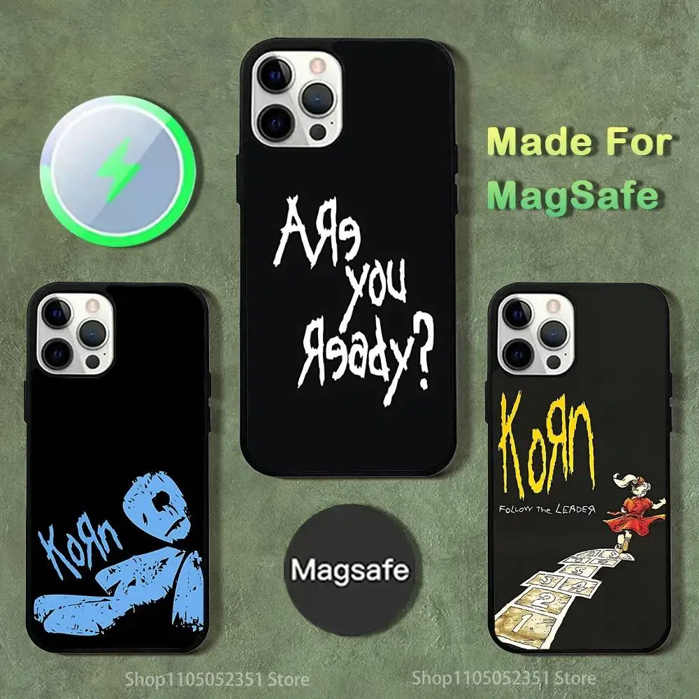 

Band K-Korn Phone Case For iPhone 16,15,14,13,12,11,Pro,Max,Plus,Mini,SE4,E Magnetic Magsafe Wireless Charging