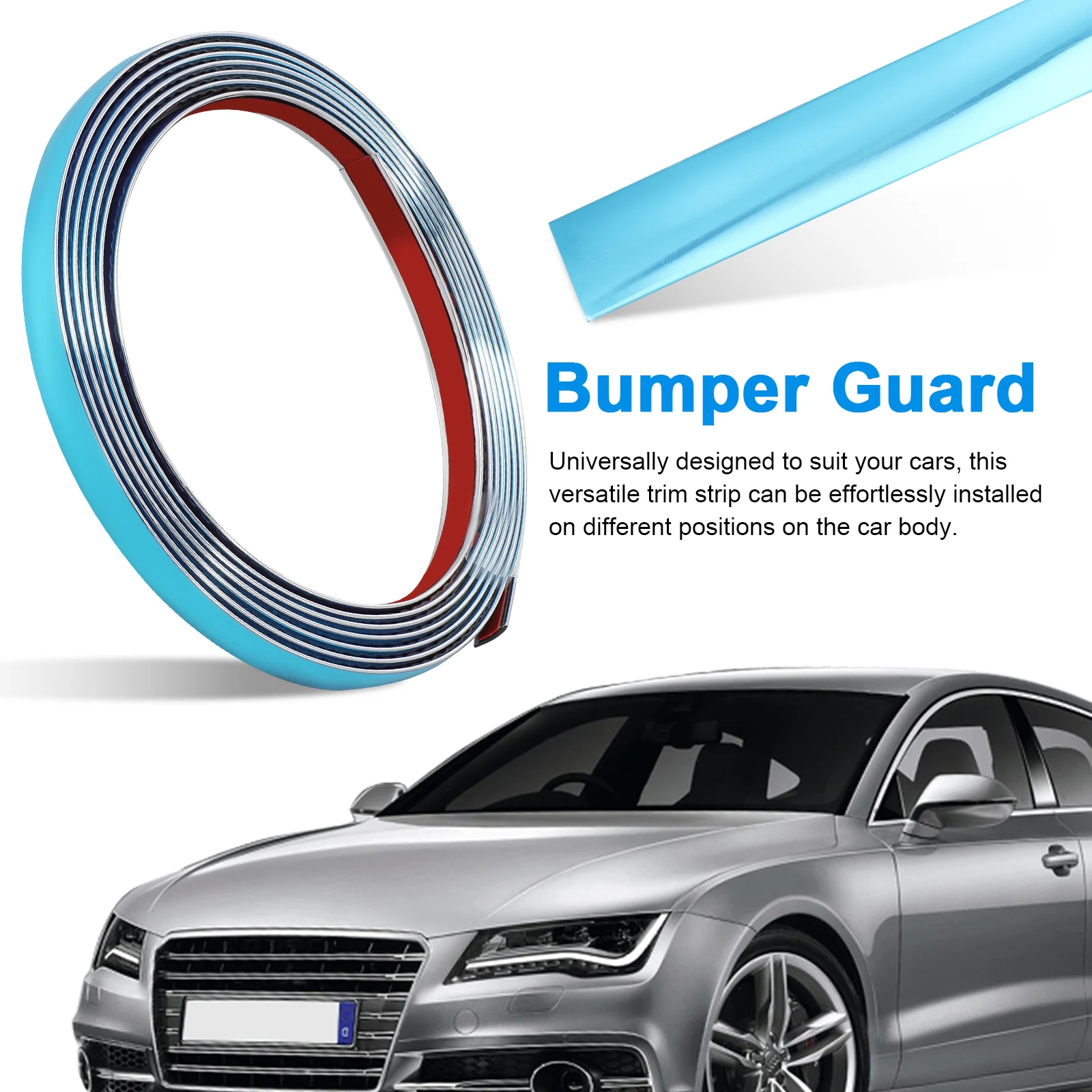 

2 Rolls 12mm Chrome-plated Bright Strips Car Decorative Strip Exterior Molding Trim Door Protector Bumper Guard Car Accessories