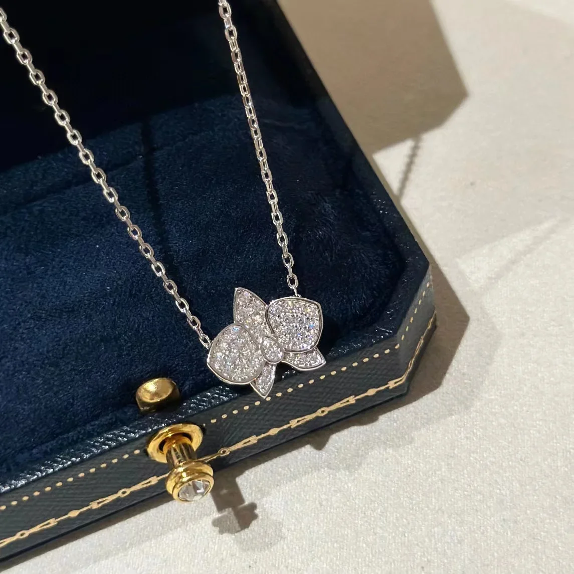 High Qulity New 2023 Trend Luxury Jewelry For Women Necklaces Original Classics Brand Pure 925 Sliver Butterfly Full CZ Charms