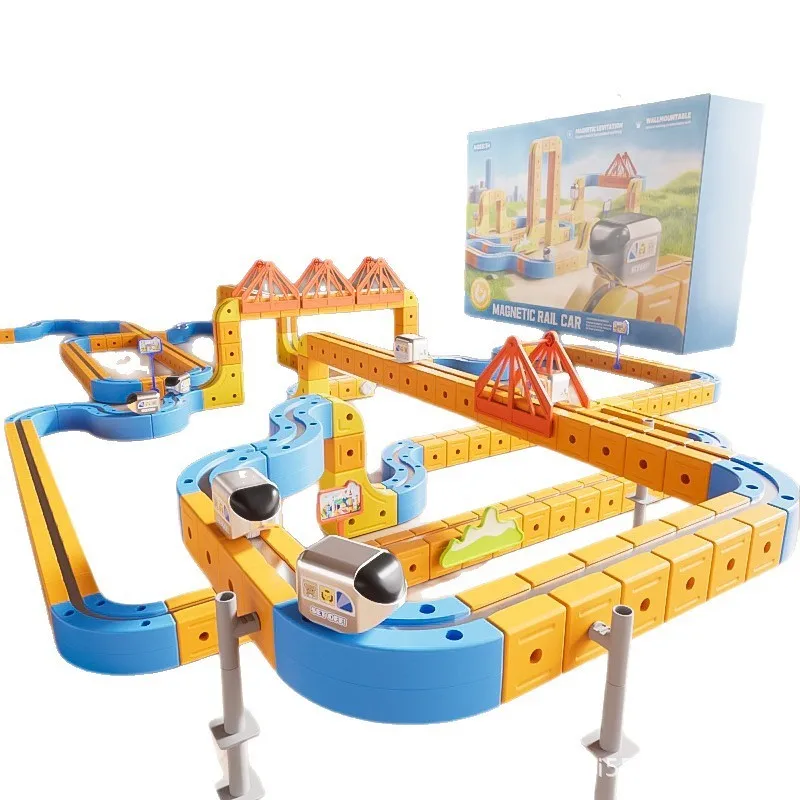 Pistes de construction polyvalentes, Train jouet magnétique pour enfants, bricolage, voiture sur Rail Non à distance, ensemble de Train magnétique Transformable, cadeau