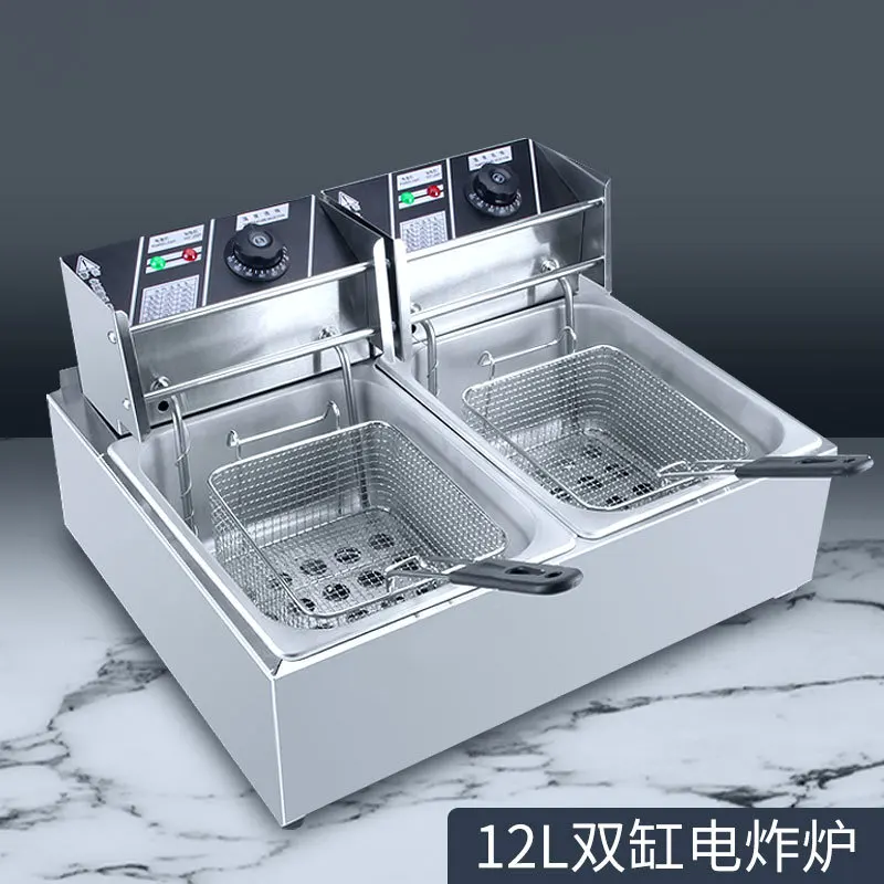 

Double cylinder double screen electric fryer, stainless steel fryer, French fries