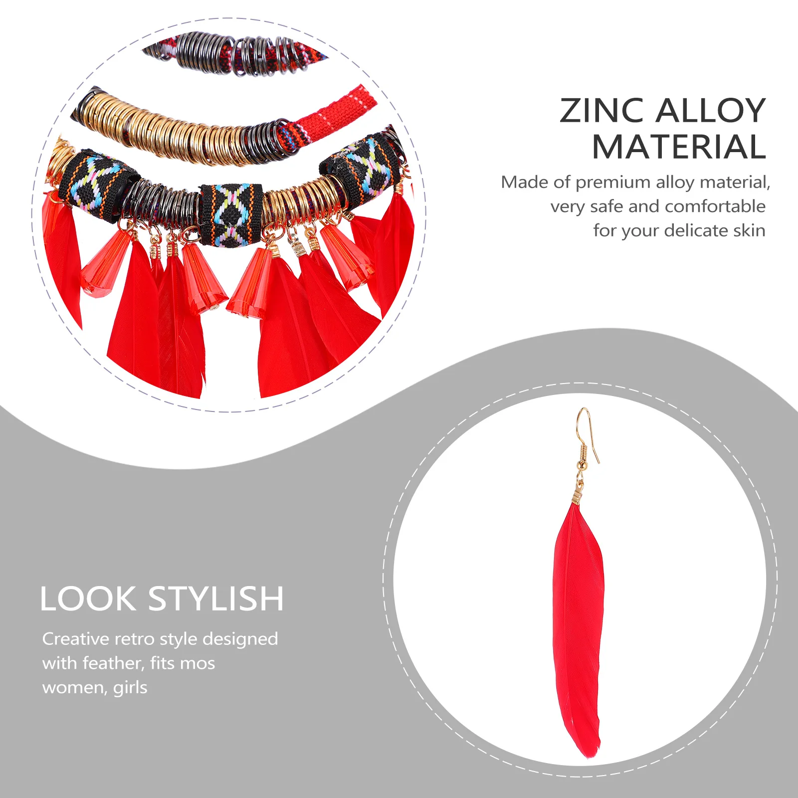 

Tassel Jewelry Set Necklace Earrings Women Girls Stylish Retro Pendant Fringed Necklace Jewelry Accessories