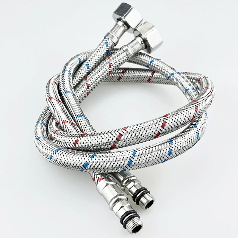 60cm Stainless Steel Nylon Braided Tube Pipe Hose Silicone Plumbing Thermoresistant Tap Basin Faucet Sink Kitchen Bathroom