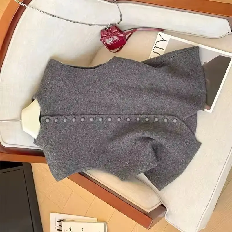 

Осень-зима вязаный жилет кардиган женский однобортный шикарный повседневный универсальный свободный женский свитер без рукавов жилет топ