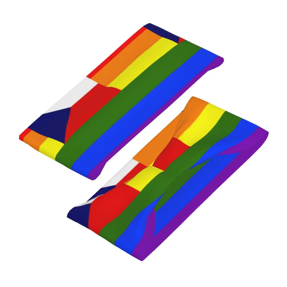 Rainbow Flag Czech Republic Elastic Hair Band Yoga Headband Makeup Hair Hoop Headwrap view 3