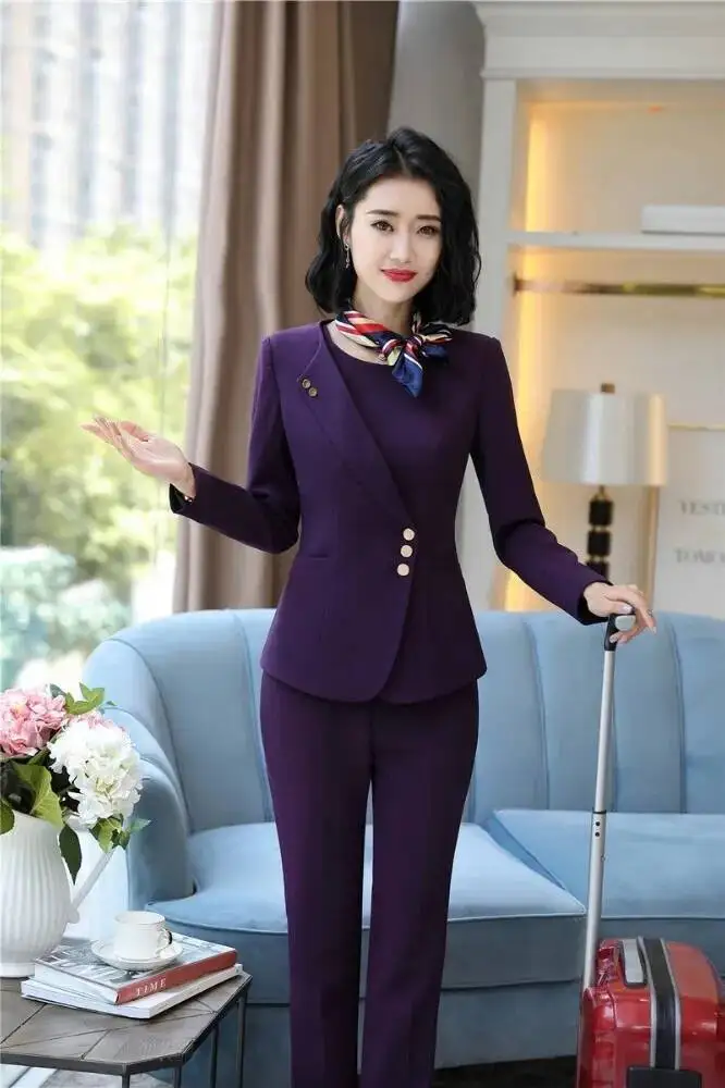 OL Styles Formal Uniform Designs Women Business Suits With Pants and Tops Ladies Office Work Wear Blazers Professional Pantsuits