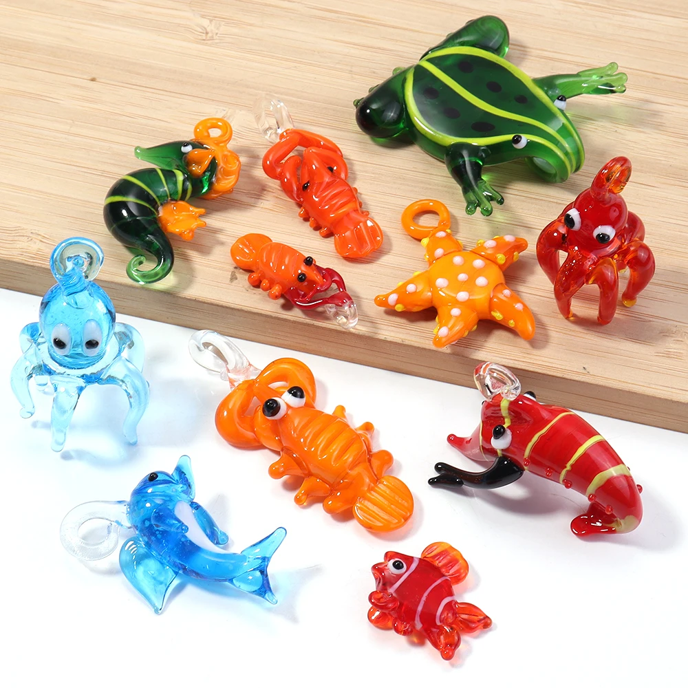 1pcs Ocean Lampwork Pendant Simulation Cute Animals Glass Beads Charms For Jewelry Making Necklace Earrings Key Chains ﻿