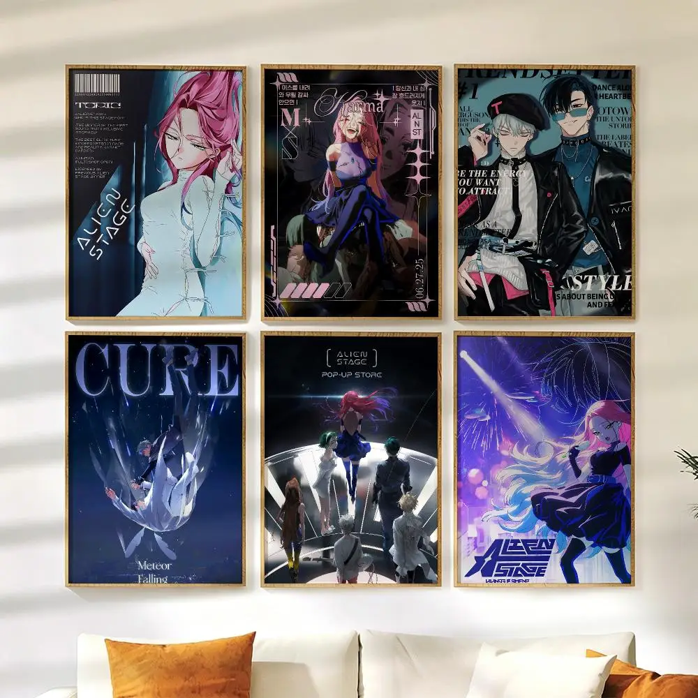 A-ALIEN STAGE Poster Wall Stickers HD Painting Self Adhesive Art Decals for Bedroom Living Room Home Decor