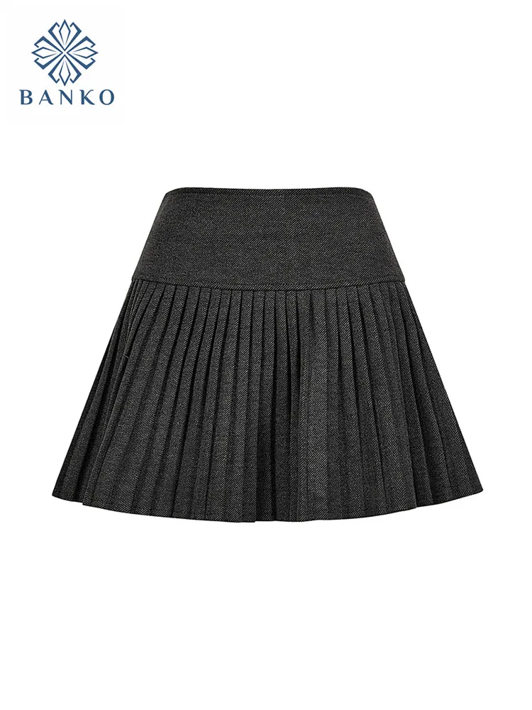 

High Quality Simple A-Line Skirt Women's Vintage Cozy Solid Pleated Skirt Korean Coquette Classical Streetwear 2000s Aesthetic